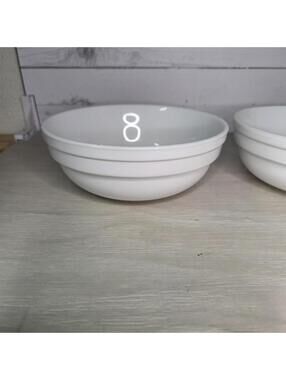 Culinary Arts Crate Barrel Cafeware II Set of 2 White Ceramic Bowls